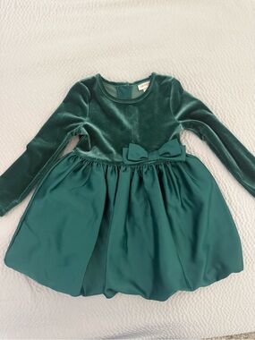 Cat & Jack Emerald Green Velvet and Satin Bow Dress for Girls